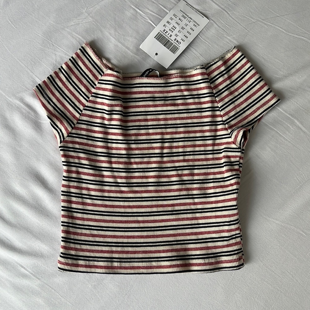 Brandy Melville Striped Crop Tee Shirt